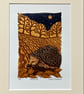 ‘Hedgehog’ original lino print