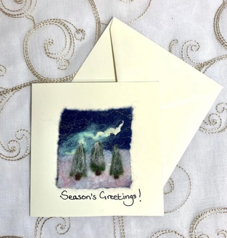 Handmade Felt Christmas Card Northern Lights