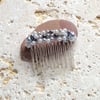 Hair comb in shades of grey & white glass pearls