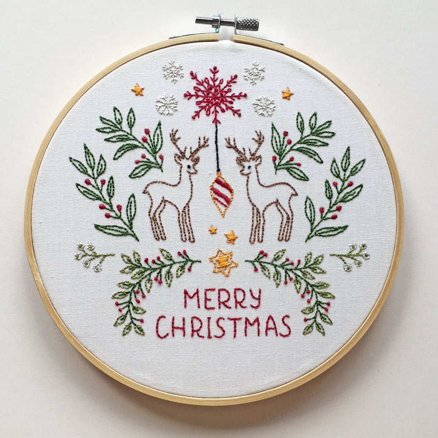 Christmas Embroidery Kit - Merry Christmas Embroidery Kit, Hand Embroidery