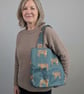 Dark Emerald green tiger shoulder tote shopping bag