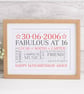 Personalised 16th Birthday Word Art - BD161 - Image 1