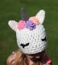 Unicorn novelty winter crochet hat, toddler, child, adult size - Image 4