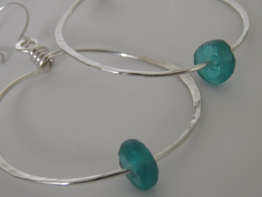 Large Silver Hoop Recycled Glass Bead 