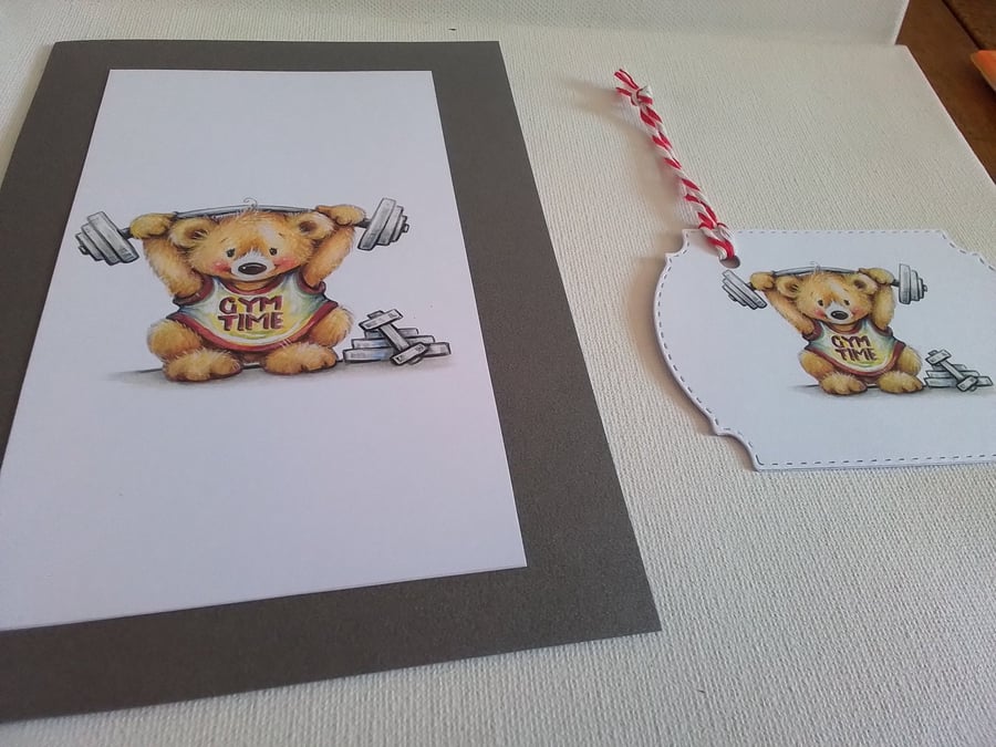 Card and gift tag. Father's day. Birthday. Sport. Gym. Ref 453