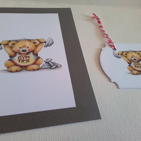 Card and gift tag. Father's day. Birthday. Sport. Gym. Ref 453