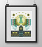 298 - Cross stitch Pattern Scandinavian style geometric folk art Peacocks - Image 2