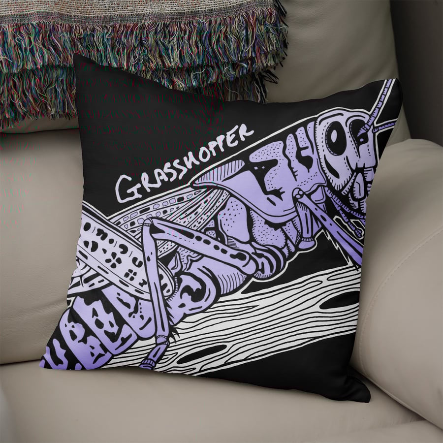 Grasshopper - Illustrated Insect Cushion