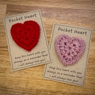 Valentines Pocket Heart, Crochet Heart, Valentines Day Gift