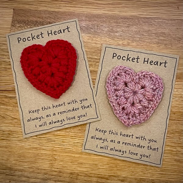 Valentines Pocket Heart, Crochet Heart, Valentines Day Gift