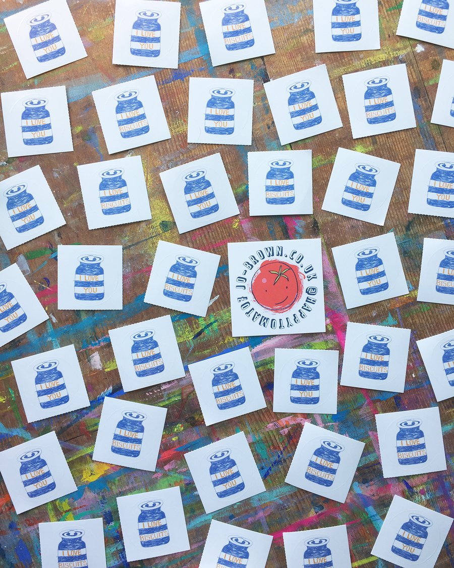 I love you I love biscuits stickers by Jo Brown- pack of 4