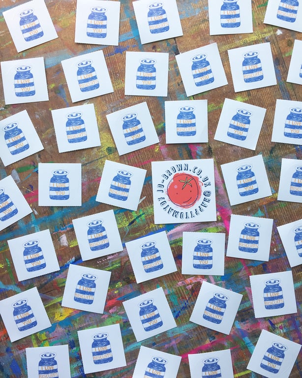 I love you I love biscuits stickers by Jo Brown- pack of 4