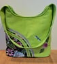 Bright green hobo style shoulder bag ,Flowers and dragonfly  - Image 7