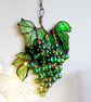 Suncatcher Stained Glass Hanging Decoration Green Grapes on the Vine Copper 