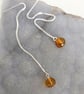 Amber Bead and Sterling Silver Threader Earrings - Image 1