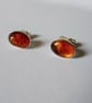 Sterling silver stud earrings with Baltic amber; November birthstone - Image 2