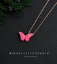 Pink Butterfly With 925 Sterling Silver Necklace - Image 4
