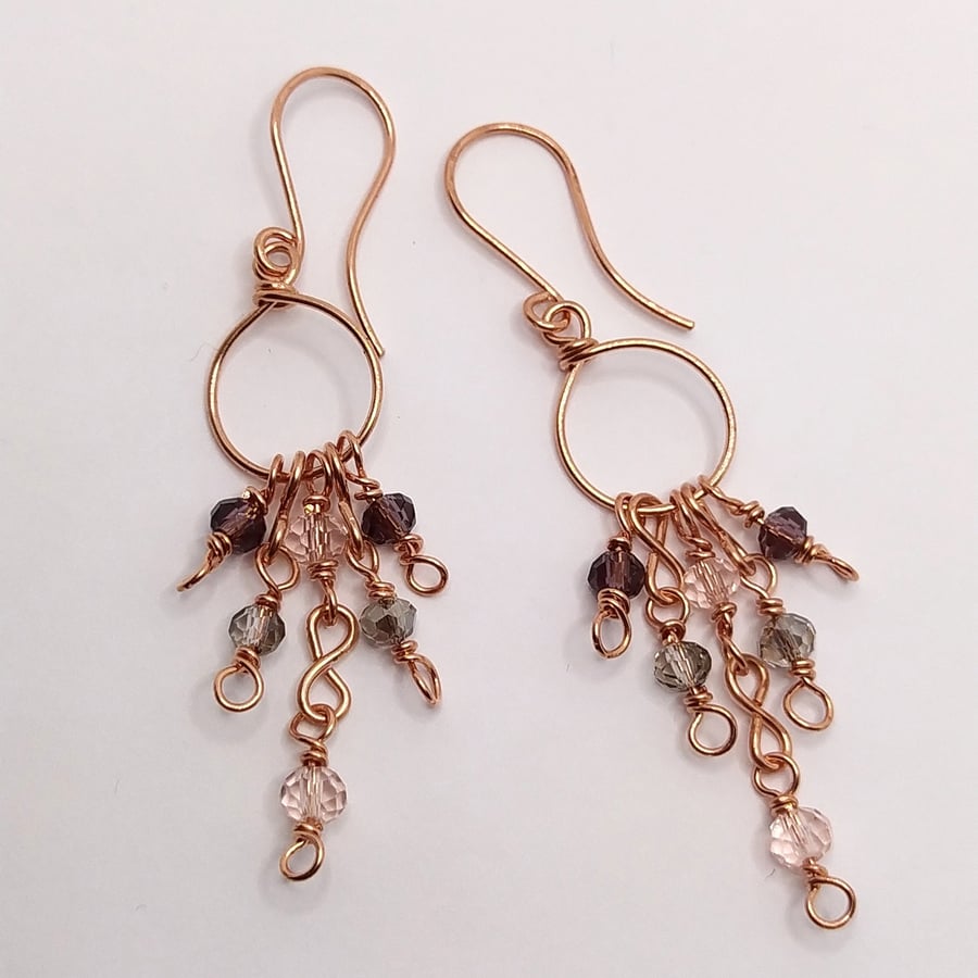 Boho Circle Drop Earrings With Beaded Accents