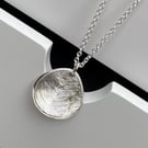 Handmade silver hand engraved  fingerprint petal charm pendant and chain