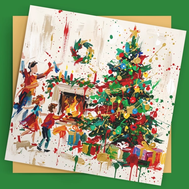 Christmas Tree & Fireplace – Premium Festive Greeting Card