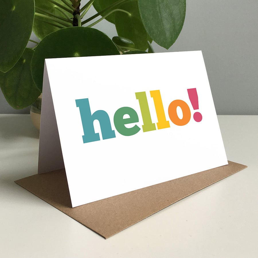 Hello - Set Of 8 Colourful Type Greeting Cards