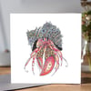 Beautifully floral Hermit Crab greeting card 