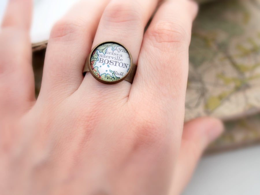 Personalized Ring Custom Map Ring Made To Order Customized Town