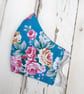 Handmade turquoise floral facemask - Image 5