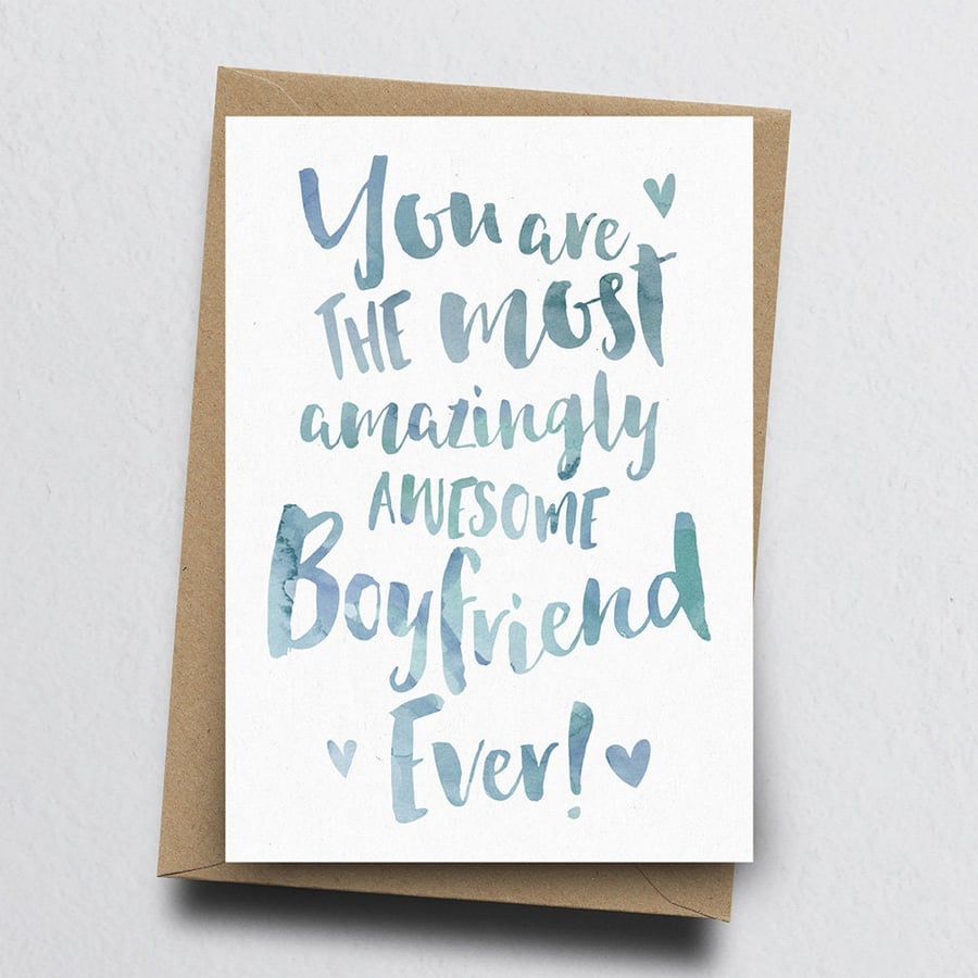 The Most Amazingly Awesome Boyfriend or Fiancé Greeting Card - Love, Birthday