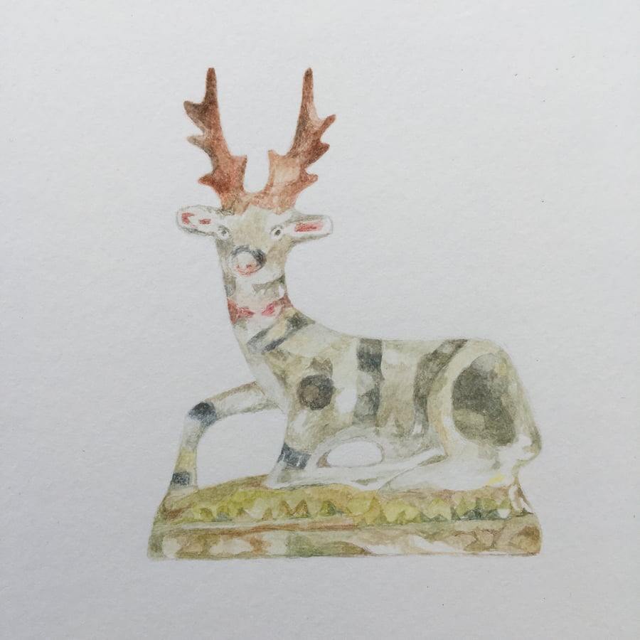Painting of a chalk ware deer