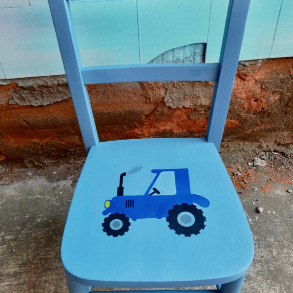 Children's personalised wooden nursery school chair - Tractor theme 
