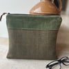 Repurposed tweed book pouch with quilted lining project bag with corduroy