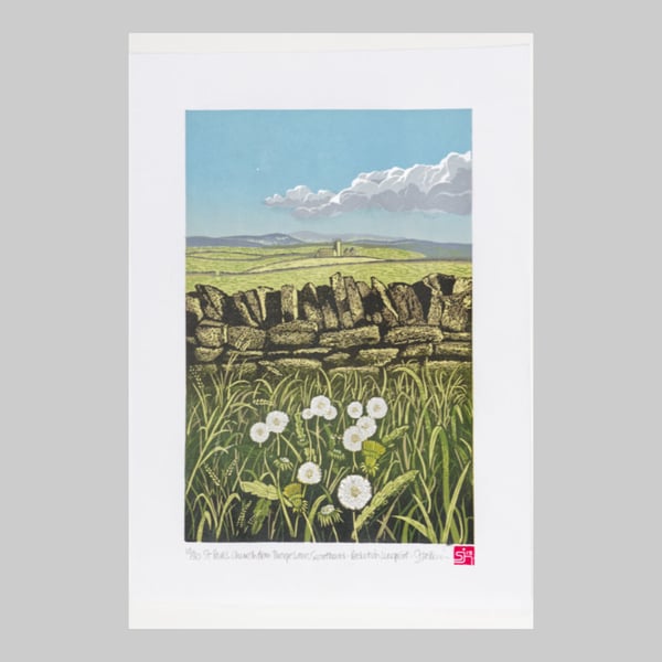 St Paul's Church, Scouthead, Saddleworth – Limited Edition Reduction Linoprint