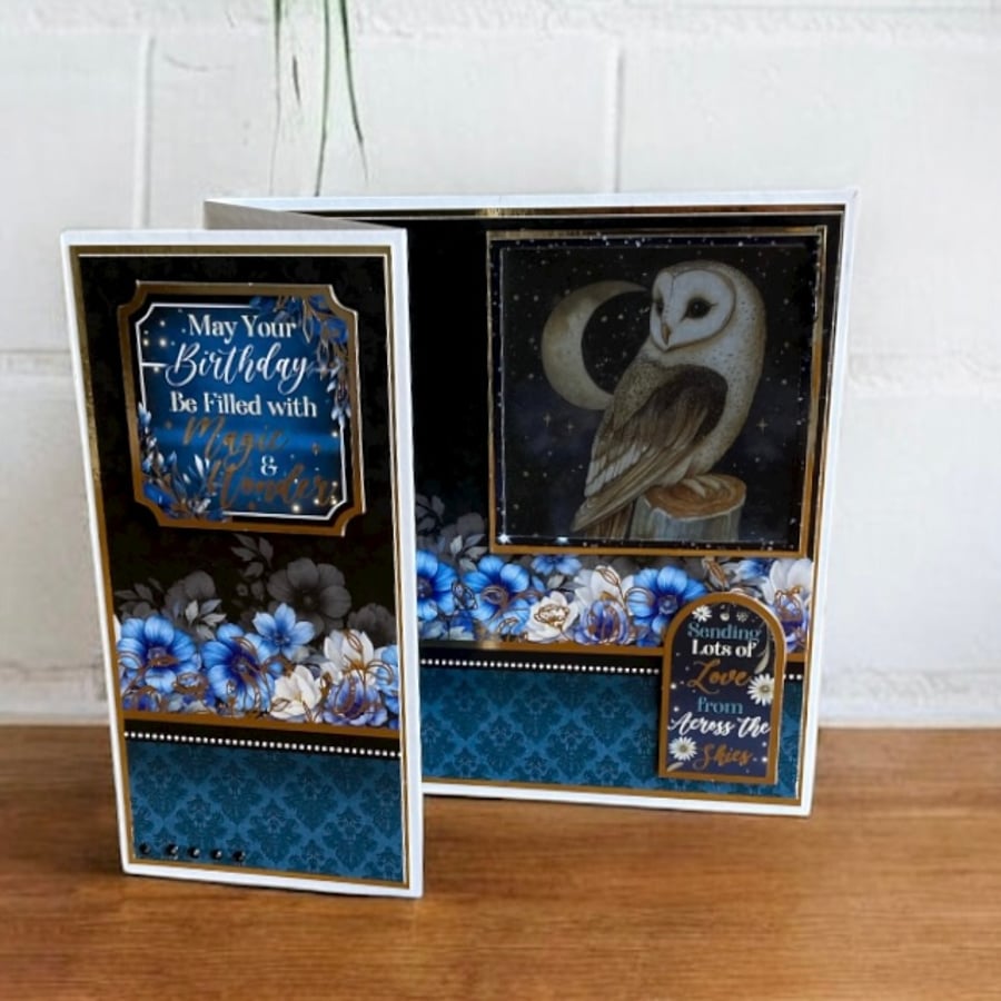 Midnight Forest Birthday Card featuring a Textured Owl Detail