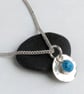 Sterling Silver Disc and Turquoise Pendant Handmade Urban Jewellery Design