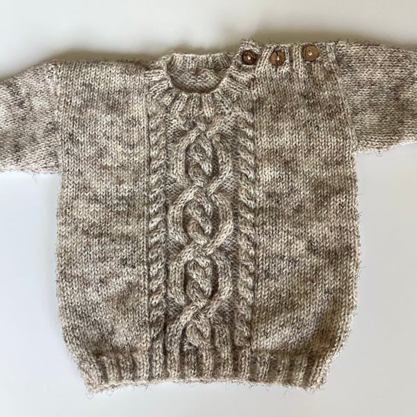 Baby jumper oatmeal colour aran knit 12-18 months 