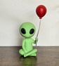 Alien Holding Balloon Figurine - Cute Resin Sculpture - 3D Printed Decor 