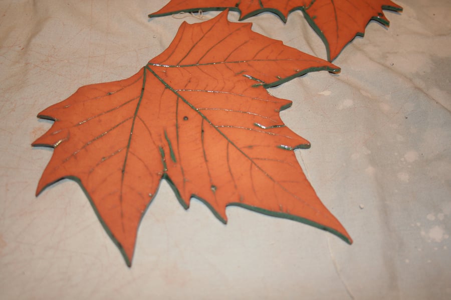 Handmade terracotta ceramic leaf decoration