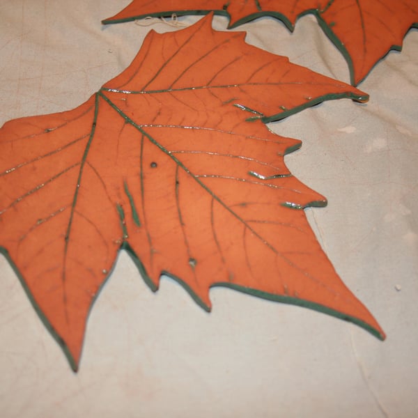Handmade terracotta ceramic leaf decoration