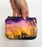 Velvet sunrise and trees coin purse, card holder, mobile phone bag, makeup bag. 