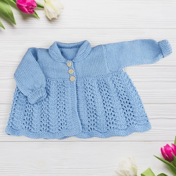 Baby boys Cardigan, Hand Knitted, Light Blue, Collared Sweater, Baby Shower 