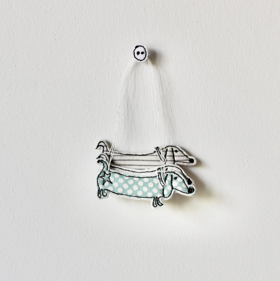 'Three Dinky Dachshund' - Hanging Decoration