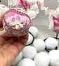 Set of 4 Pink Shabby Chic Christmas Baubles with Lace and Roses - Image 4