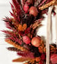 Autumn Brown Red & Orange Dried Wreath 35cm – Harvest Door Decor with Velvet Rib - Image 2