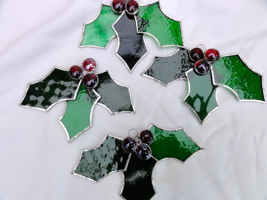 Christmas Holly and Berries Suncatcher
