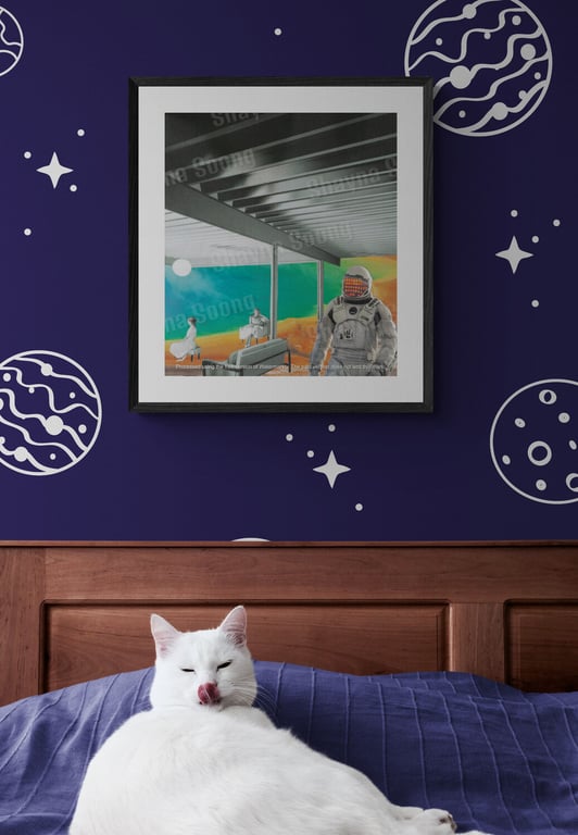 'Departure lounge' print of handmade collage