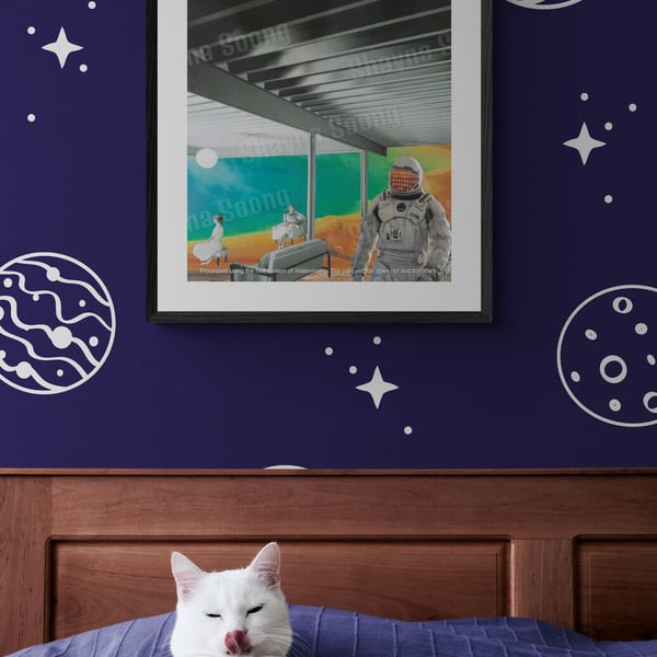 'Departure lounge' print of handmade collage