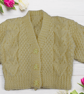 Hand Knitted Lemon Yellow Baby Cardigan 0 to 3 Months Teddy Button Sweater - Image 5