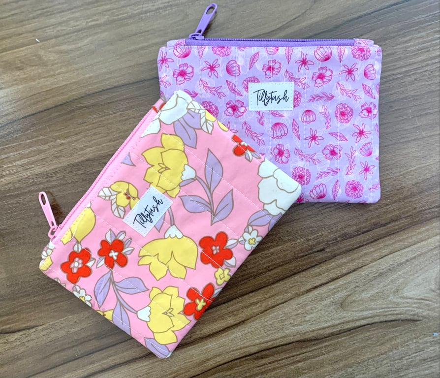 Handmade quilted toiletry, makeup, female hygiene pouch