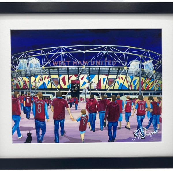 West Ham Utd F.C, London Stadium, High Quality Framed Football Art Print.